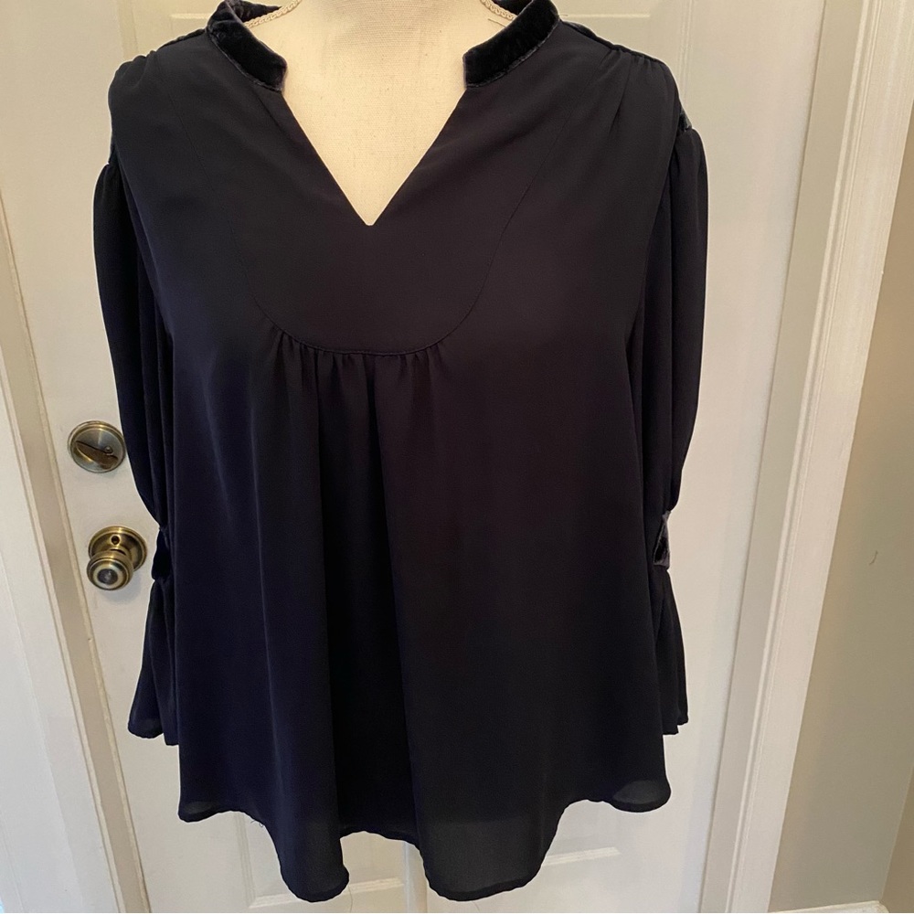crown & ivy blouse with velvet trim